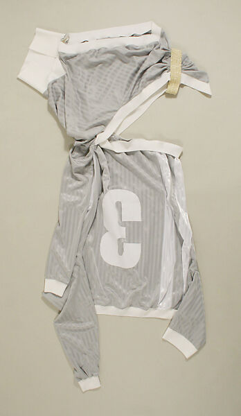 Ensemble, John Galliano (founded 1984), a) polyester, viscose/synthetic blend, cotton; b,c) leather, synthetic, cotton, British