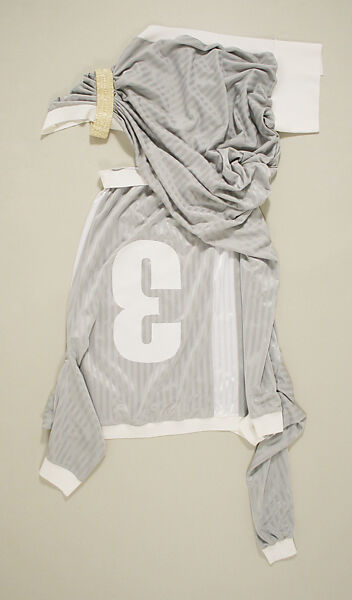 Ensemble, John Galliano (founded 1984), a) polyester, viscose/synthetic blend, cotton; b,c) leather, synthetic, cotton, British