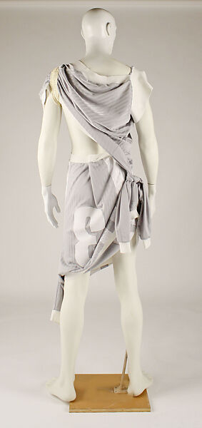 Ensemble, John Galliano (founded 1984), a) polyester, viscose/synthetic blend, cotton; b,c) leather, synthetic, cotton, British