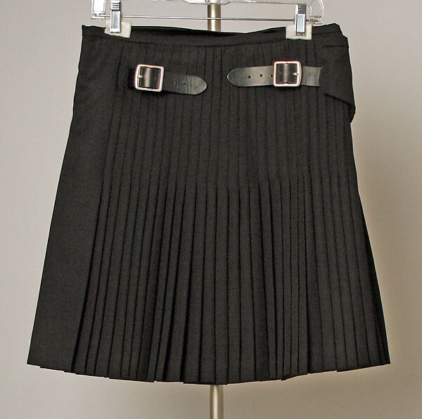 Ensemble, John Bartlett (American, born 1964), a) leather, rayon, metal;  b) wool, jet; c) wool, cotton, metal; d) wool/polyester blend; e,f) leather, metal, American