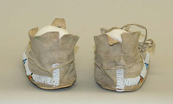 Pair of Moccasins, Leather, glass beads, Plains