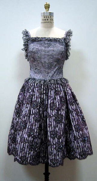 Evening ensemble, (a, b) Geoffrey Beene (American, Haynesville, Louisiana 1927–2004 New York), (a) cotton, silk, synthetic fiber, plastic; (b) silk; (c, d) cotton, silk, plastic, leather, American