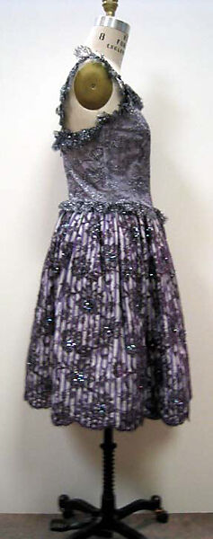 Evening ensemble, (a, b) Geoffrey Beene (American, Haynesville, Louisiana 1927–2004 New York), (a) cotton, silk, synthetic fiber, plastic; (b) silk; (c, d) cotton, silk, plastic, leather, American