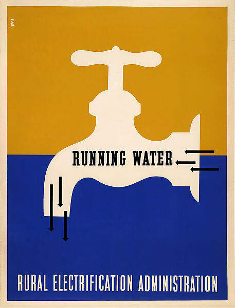 Rural Electrification Administration, Running Water, Lester Beall (American, Kansas City, Missouri 1903–1969 Brookfield, Connecticut), Screenprint 