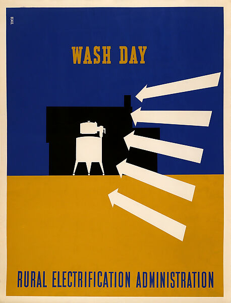 Rural Electrification Administration, Wash Day, Lester Beall  American, Screenprint
