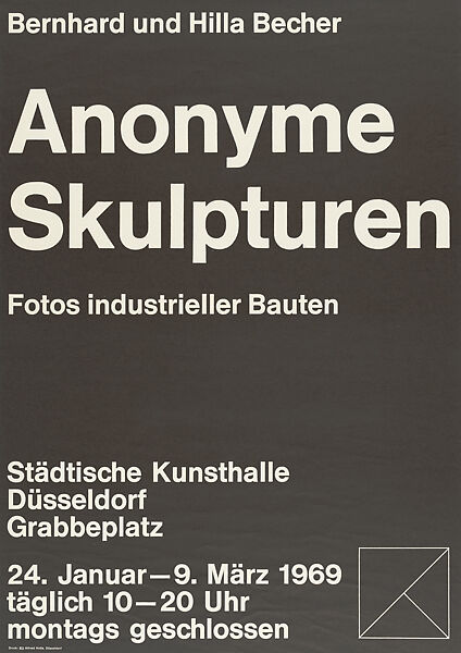 Bernhard und Hilla Becher, Anonyme Skulpturen—Fotos industrieller Bauten, Städtische Kunsthalle Düsseldorf, Germany, Bernd and Hilla Becher  German, Photomechanical reproduction