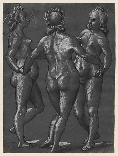 The Three Graces (recto); Four putti engaging in various activities (verso)