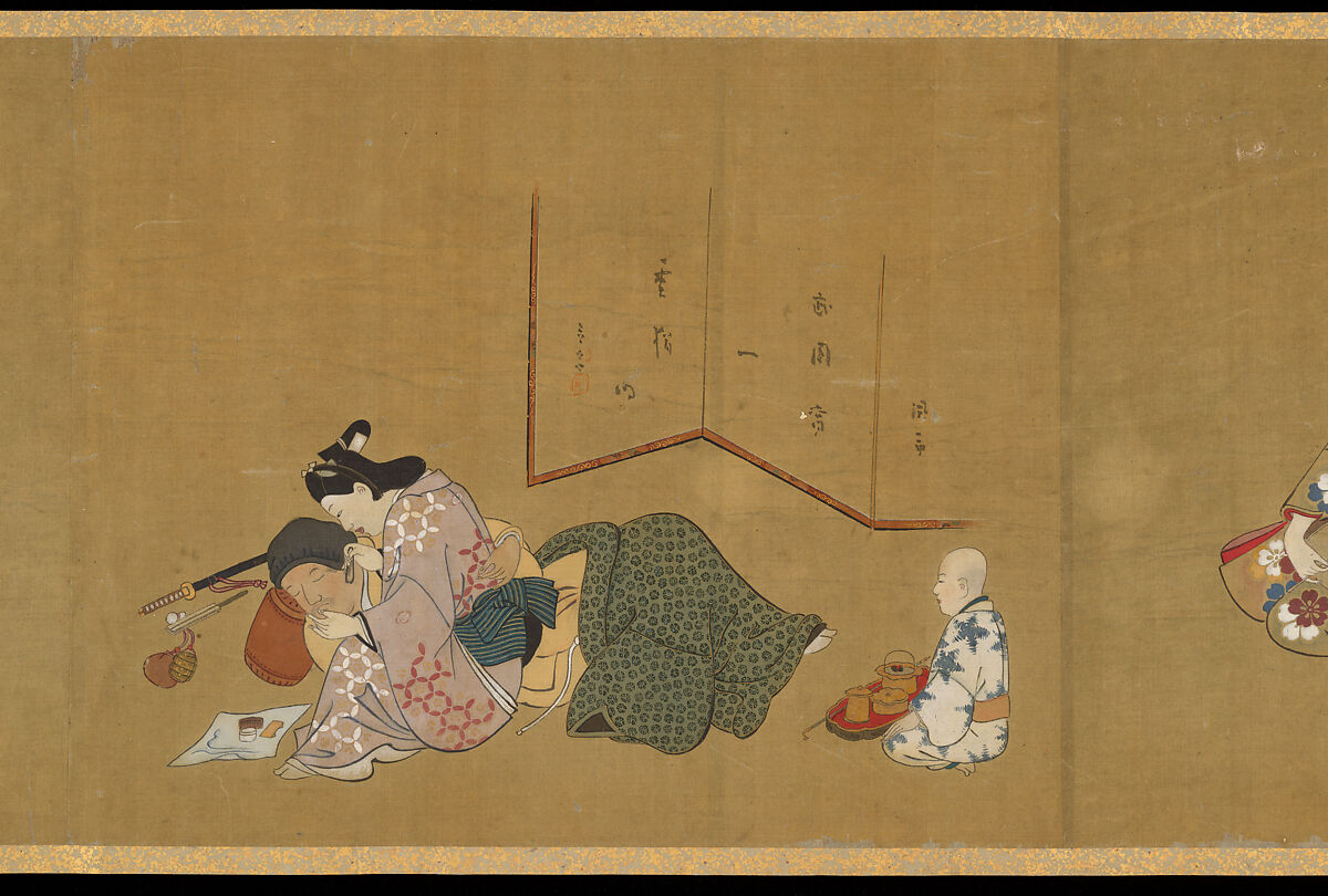 Handscroll of Ten Homoerotic (Nanshoku) Scenes, Miyagawa Chōshun 宮川長春 (Japanese, 1683–1753), Handscroll; ink and colors on silk, Japan