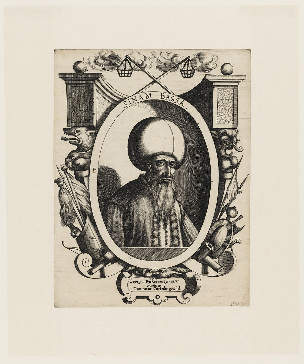 Portrait of Sinan the Great, Dominicus Custos (German, Antwerp after 1550–1612 Augsburg), Engraving 