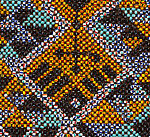 Sereu (beaded panel), Cenderawasih Bay artist, Glass beads, coconut palm fiber, cotton, Cenderawasih Bay