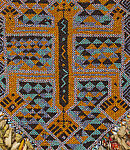 Sereu (beaded panel), Cenderawasih Bay artist, Glass beads, coconut palm fiber, cotton, Cenderawasih Bay