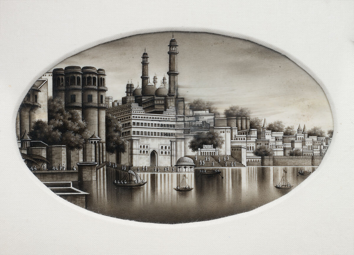 Painting of Alamgir Mosque, Unknown, Ink on ivory