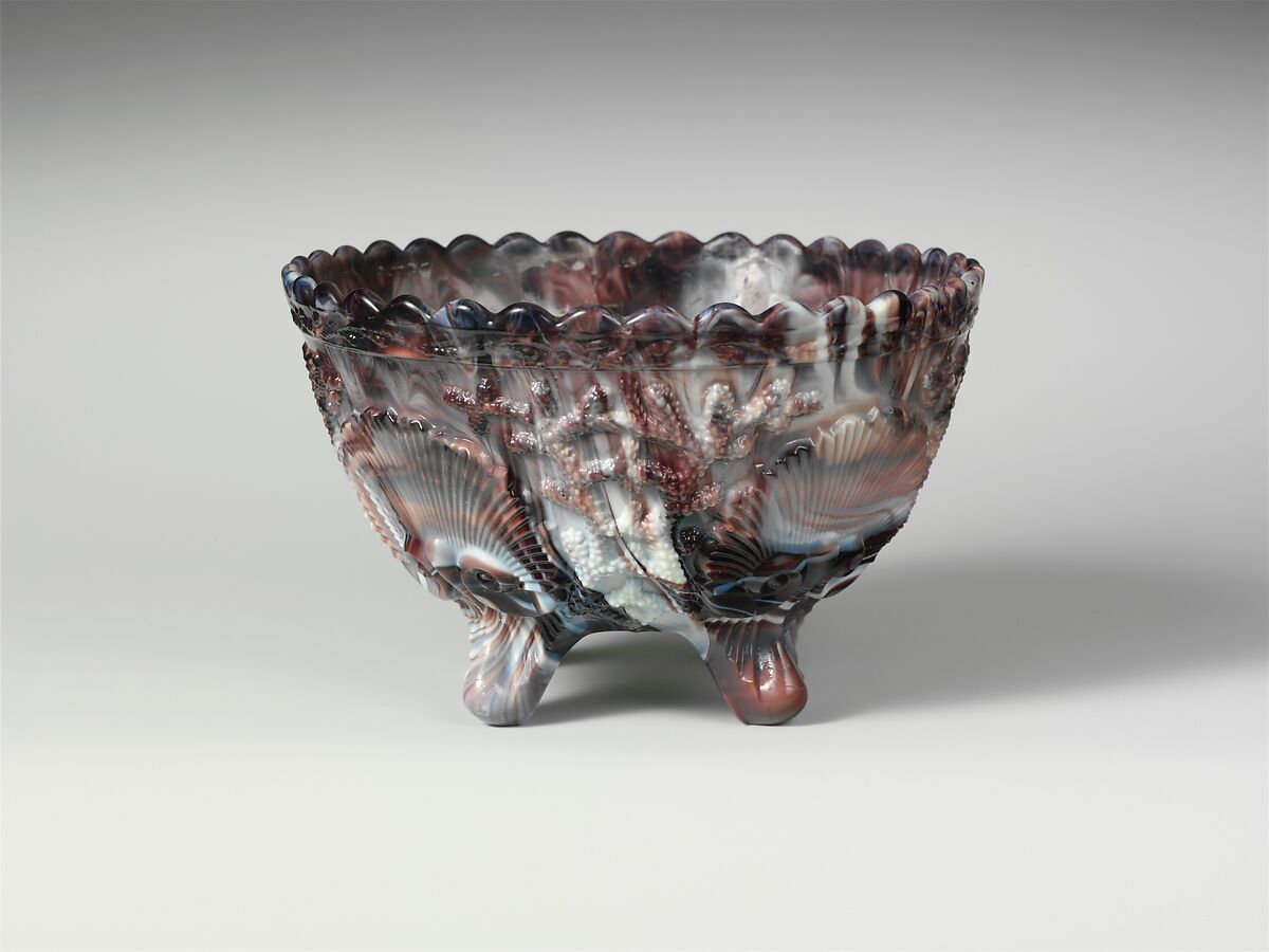 Bowl, Pressed purple marble glass 