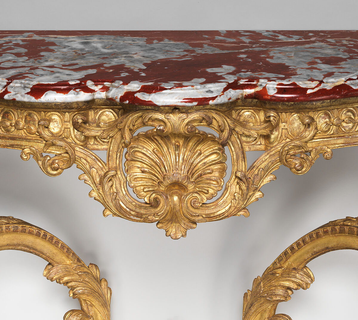 Console Table (one of a pair), Gilt wood, Languedoc marble, French