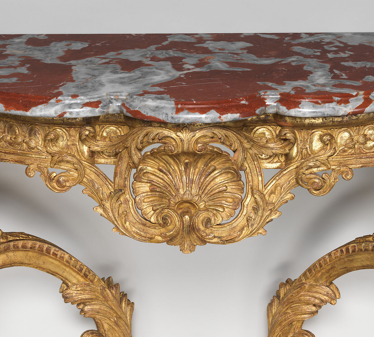 Console Table (one of a pair), Gilt wood, Languedoc marble, French