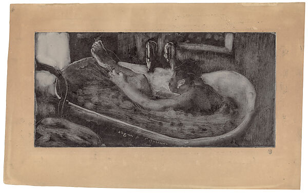 Woman in a Bathtub, Edgar Degas (French, Paris 1834–1917 Paris), Monotype, French 