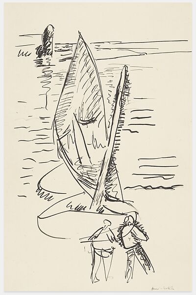 Sailboat and Sailors (Voilier et marins), Henri Matisse (French, Le Cateau-Cambrésis 1869–1954 Nice), Graphite and ink on paper 
