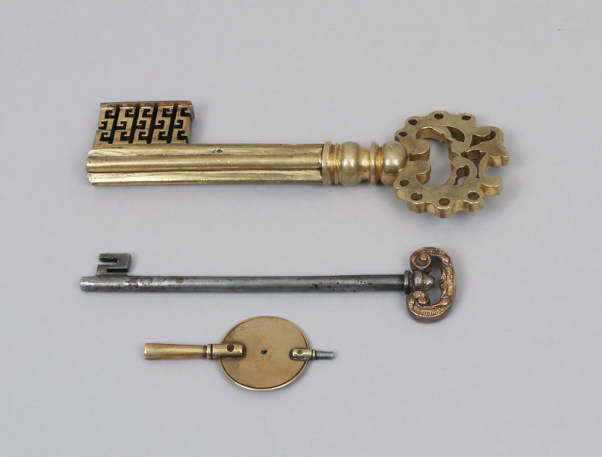 Strongbox with clockwork, Alexander Fromery (German, 1695–1775), Iron, steel, copper, brass, partially silvered and gilded; glass, red silk velvet, German, Berlin