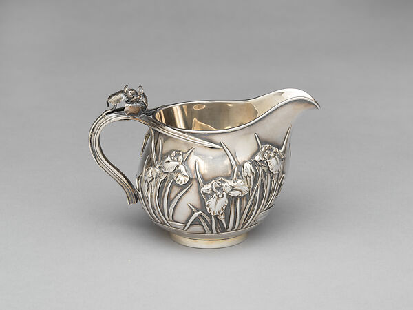 Five-piece silver tea and coffee service with iris patterns, Silver, Japan