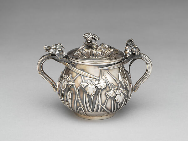 Five-piece silver tea and coffee service with iris patterns, Silver, Japan