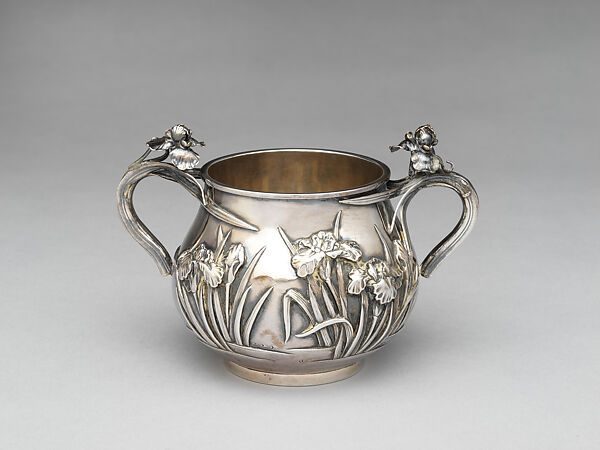 Five-piece silver tea and coffee service with iris patterns, Silver, Japan