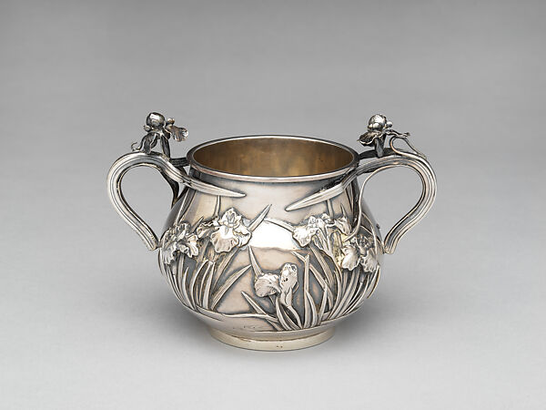 Five-piece silver tea and coffee service with iris patterns, Silver, Japan
