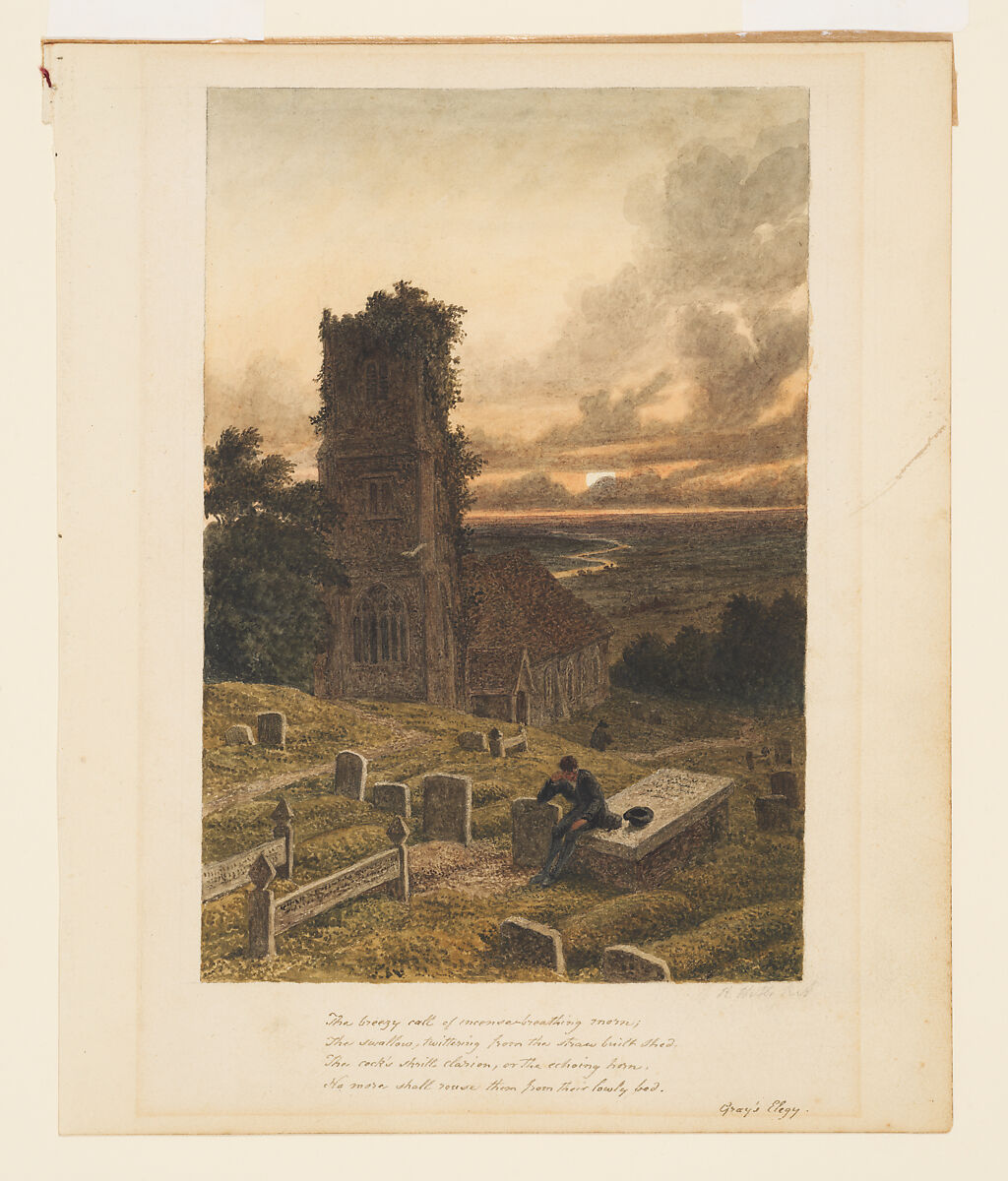 Gray’s "Elegy Written in a Country Churchyard", Robert Hills (British, Middlesex 1769–1844 London), Watercolor 