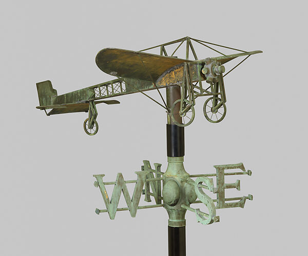Blériot Model XI Monoplane weathervane, Unidentified, Copper with traces of original gilding, American 