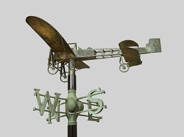 Blériot Model XI Monoplane weathervane, Unidentified, Copper with traces of original gilding, American