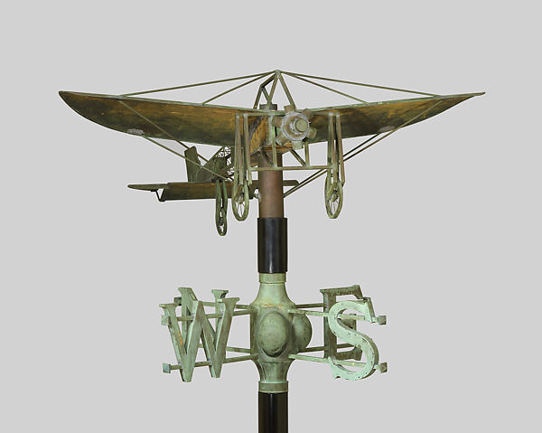 Blériot Model XI Monoplane weathervane, Unidentified, Copper with traces of original gilding, American