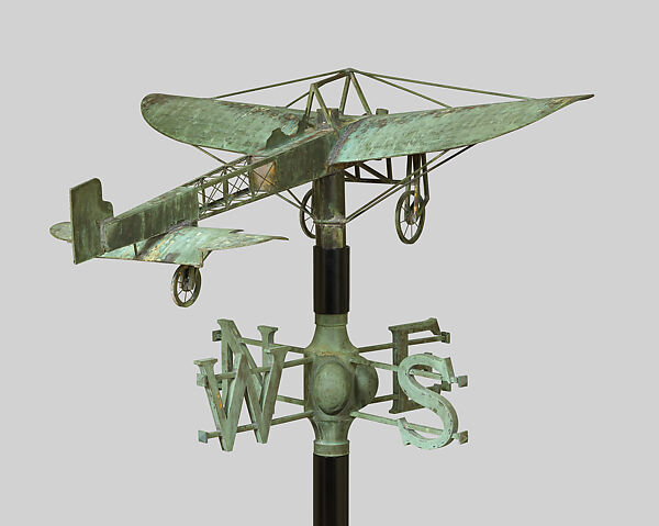 Blériot Model XI Monoplane weathervane, Unidentified, Copper with traces of original gilding, American