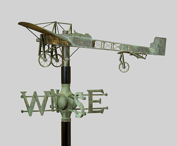 Blériot Model XI Monoplane weathervane, Unidentified, Copper with traces of original gilding, American