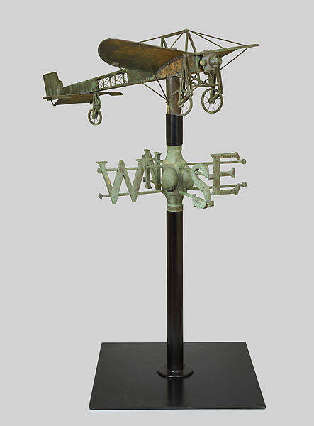Blériot Model XI Monoplane weathervane, Unidentified, Copper with traces of original gilding, American