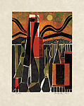 Untitled (Red, Black, Yellow and Green Abstract Landscape)