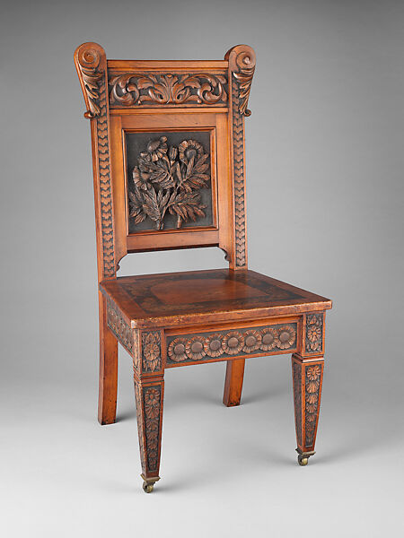 Chair, Possibly made by John Mowat (1840-1917), Walnut; brass casters, American