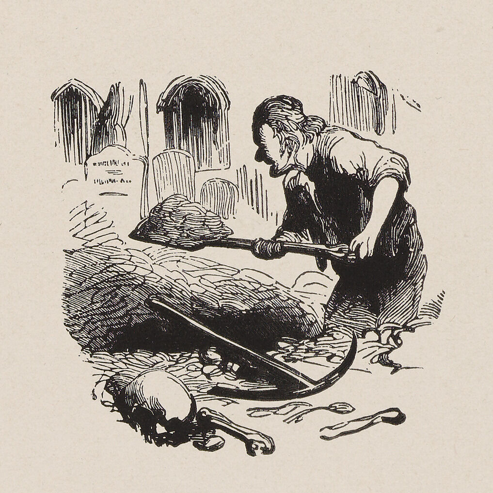 David with the Head of Goliath / Grave Digger, Virginia Granbery (American, Norfolk, Virginia 1831–1921), Wood engraving, working proof