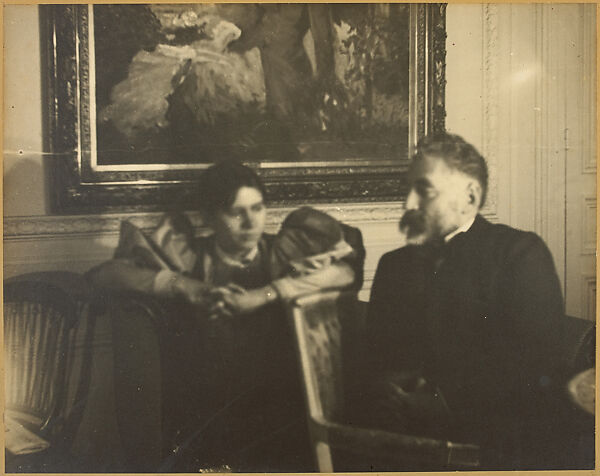 Stéphane Mallarmé and Paule Gobillard in front of "Young Woman in a Garden" by Manet, Edgar Degas  French, Gelatin silver print, French