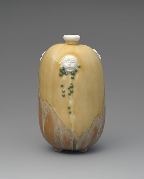 Vase with masks, Taxile Maximin Doat (French, 1851–1938), Glazed porcelain, French, Sèvres