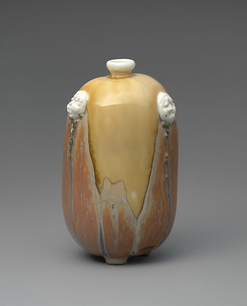 Vase with masks, Taxile Maximin Doat (French, 1851–1938), Glazed porcelain, French, Sèvres