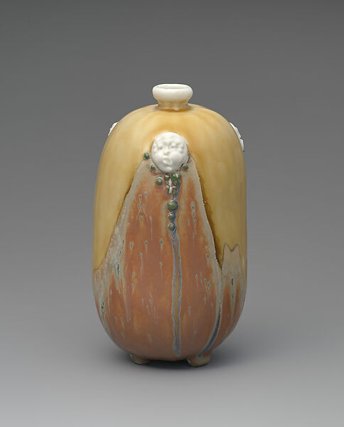 Vase with masks, Taxile Maximin Doat (French, 1851–1938), Glazed porcelain, French, Sèvres