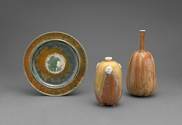 Vase with masks, Taxile Maximin Doat (French, 1851–1938), Glazed porcelain, French, Sèvres