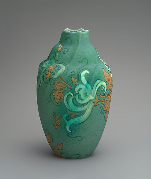 Vase with spider chrysanthemums, Emile Decoeur (French, 1876–1953), Glazed stoneware, French