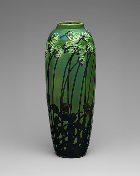 Vase with clover, Max Läuger (German, 1864–1952), Glazed earthenware, German, Kandern