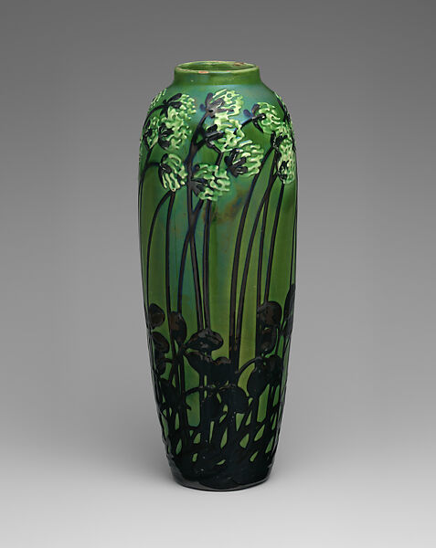 Vase with clover, Max Läuger (German, 1864–1952), Glazed earthenware, German, Kandern 