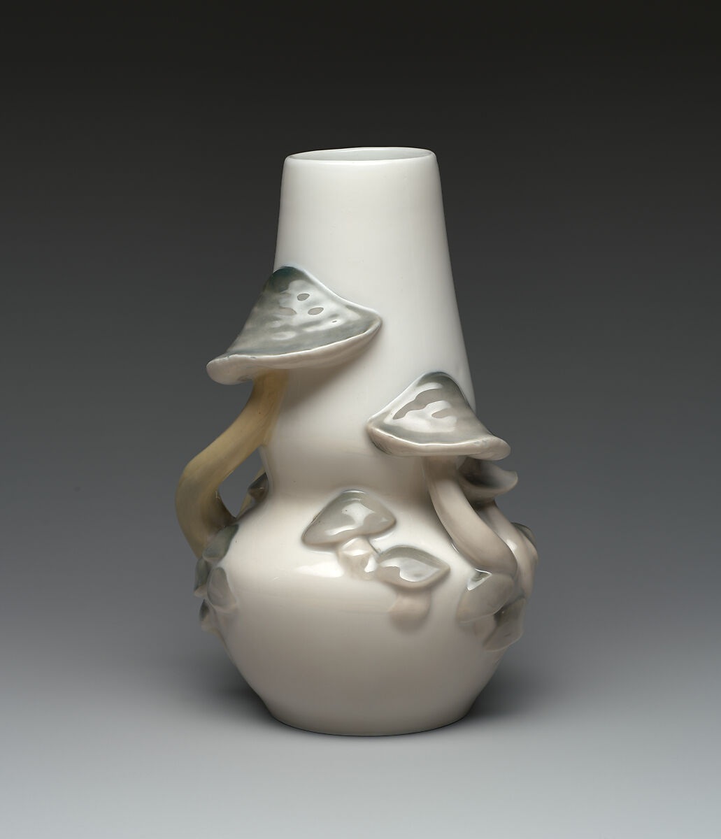 Vase with mushrooms, Royal Copenhagen (Danish, 1775–present), Glazed porcelain, Danish, Copenhagen