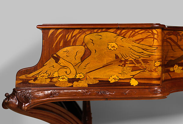 La Mort du Cygne Grand Piano, Louis Majorelle (French, Toul 1859–1926 Nancy), Mahogany, carved and inlaid with fruitwood veneers; ivorine; gilt bronze, French