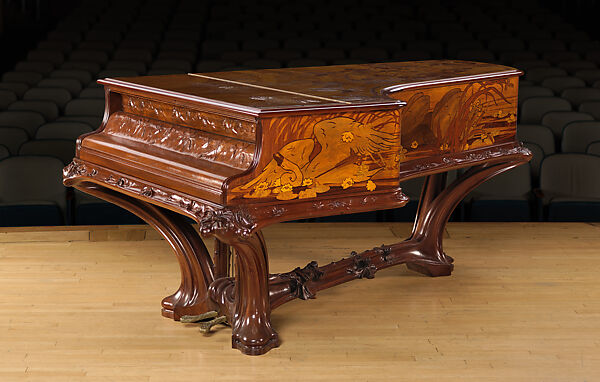 La Mort du Cygne Grand Piano, Louis Majorelle (French, Toul 1859–1926 Nancy), Mahogany, carved and inlaid with fruitwood veneers; ivorine; gilt bronze, French