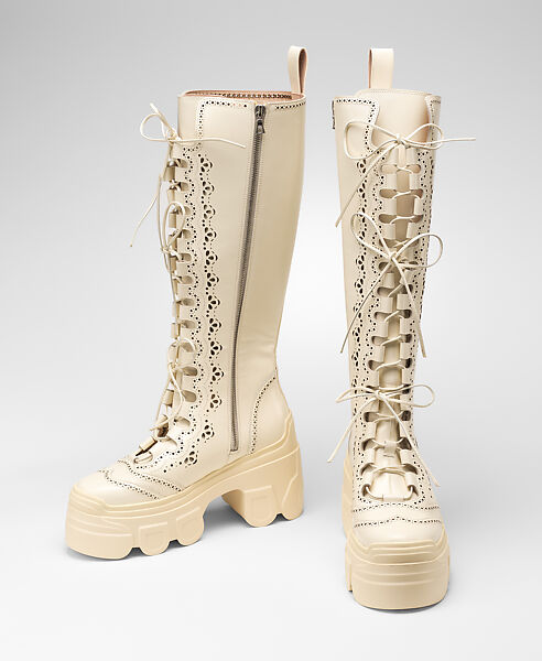 Ensemble, Simone Rocha (British, founded 2010), silk, cotton, leather, plastic, Irish