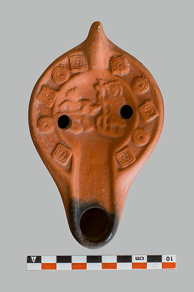 Oil Lamp with Christ Crushing the Serpent's Head, African red slip ware, North African  (Tunisia) 