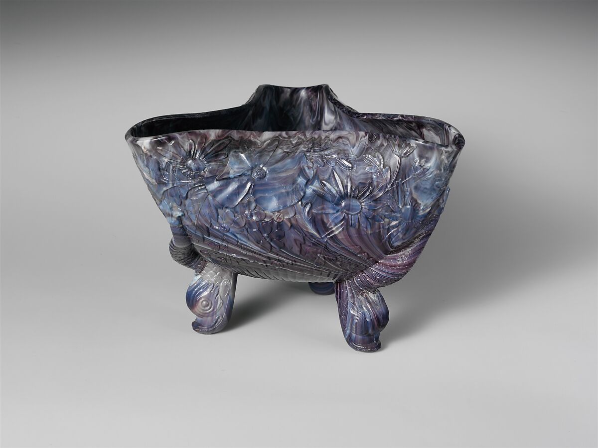 Bowl, Pressed purple marble glass 